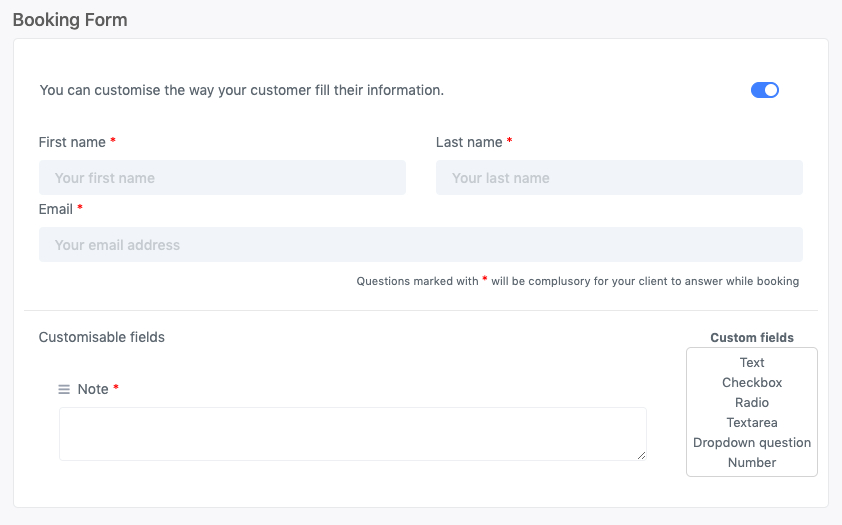 Booking Form: Setup EasyCalendar