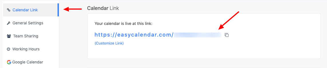 Calendar Link-Setting up of a Public Calendar with General Settings
