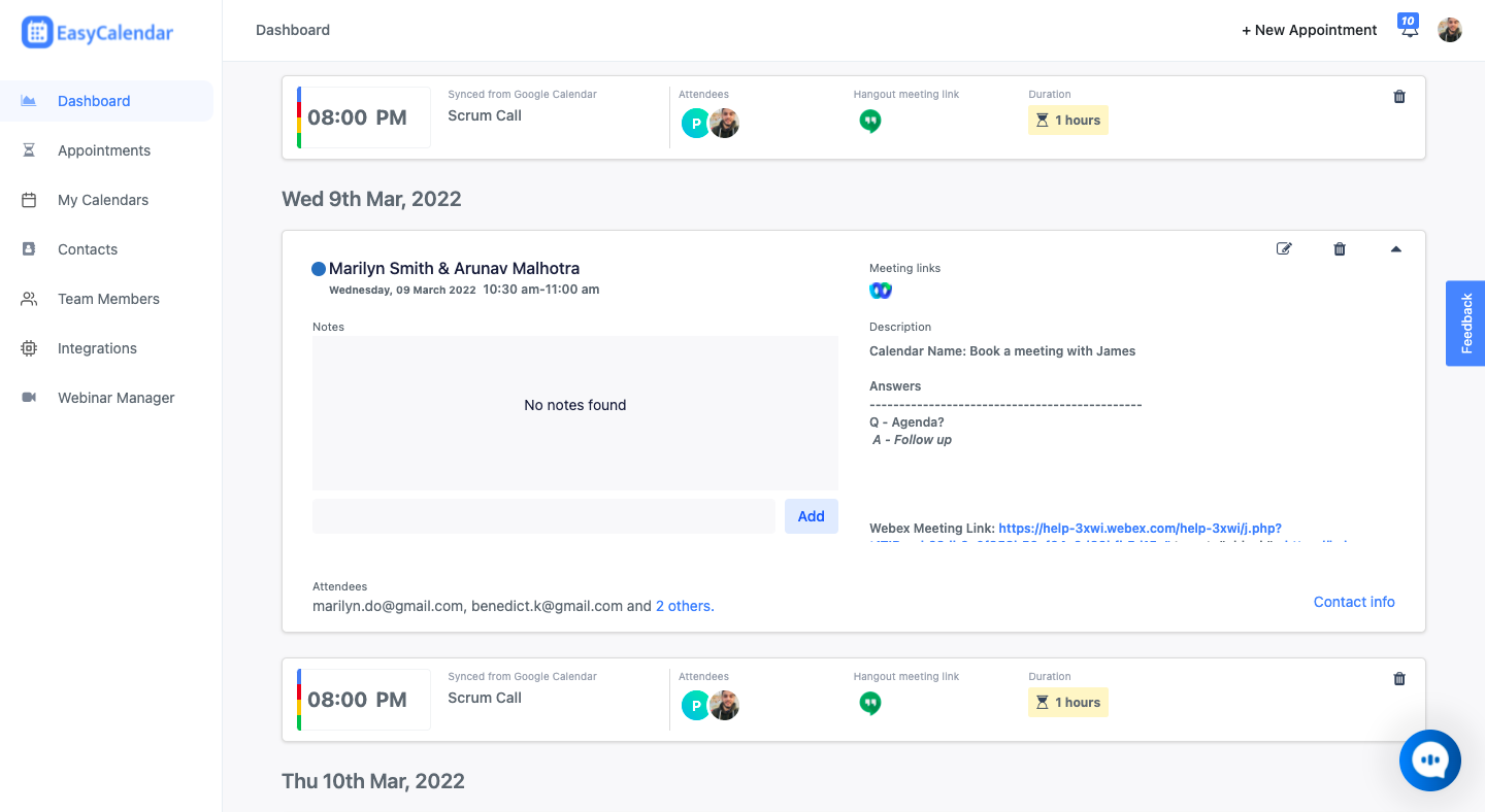 webex easycalendar